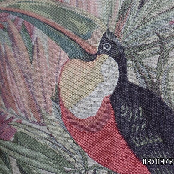 Tapestry Toucan Pillow 15x15 Luxury Down/Feathers Clean - Picture 2 of 7